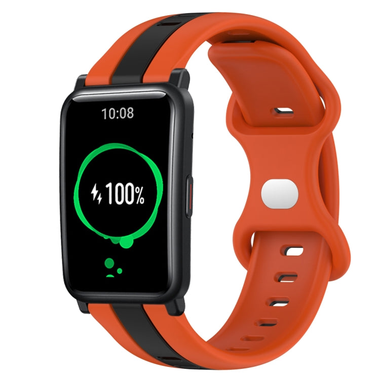 For Honor Watch ES 20mm Butterfly Buckle Two-Color Silicone Watch Band(Orange+Black) by bashfashion