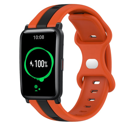 For Honor Watch ES 20mm Butterfly Buckle Two-Color Silicone Watch Band(Orange+Black) by bashfashion