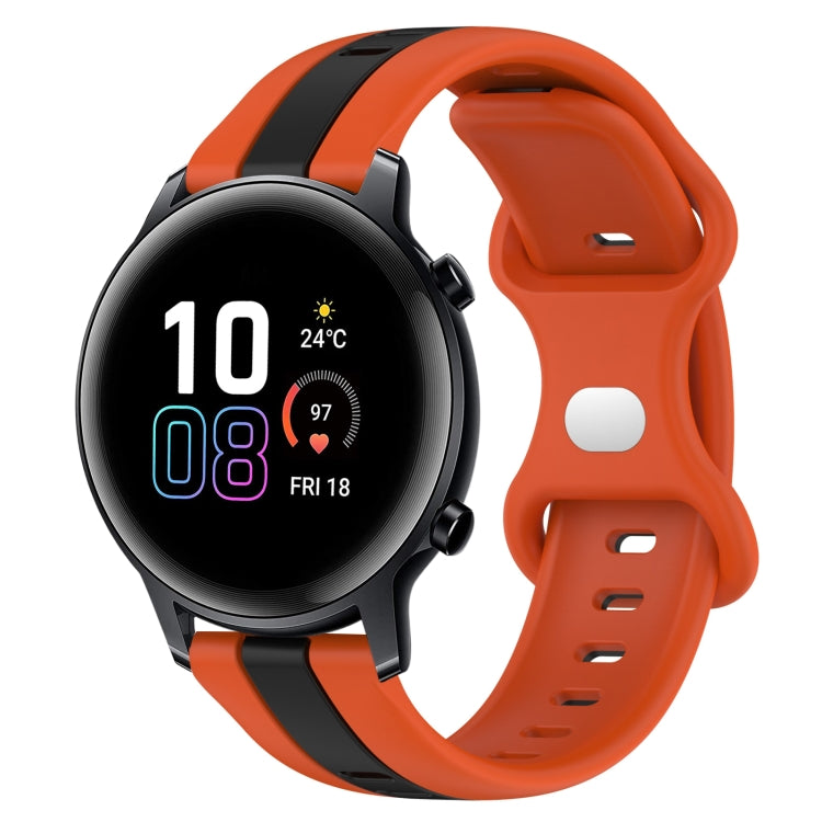 For Honor MagicWatch2 42mm 20mm Butterfly Buckle Two-Color Silicone Watch Band(Orange+Black) by bashfashion