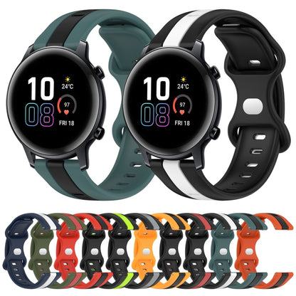 For Honor MagicWatch2 42mm 20mm Butterfly Buckle Two-Color Silicone Watch Band(Orange+Black) by bashfashion