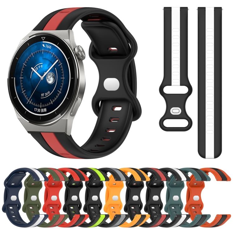 For Huawei Watch GT3 Pro 46mm 20mm Butterfly Buckle Two-Color Silicone Watch Band(Orange+Black) by bashfashion