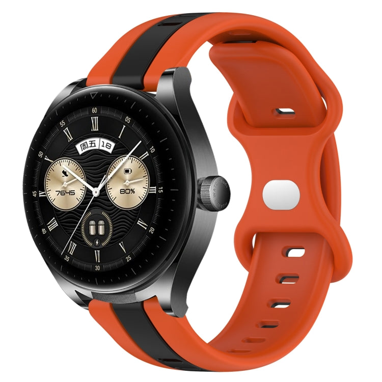 For Huawei Watch Buds 20mm Butterfly Buckle Two-Color Silicone Watch Band(Orange+Black) by bashfashion