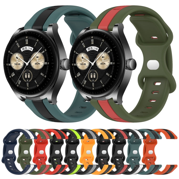 For Huawei Watch Buds 20mm Butterfly Buckle Two-Color Silicone Watch Band(Orange+Black) by bashfashion