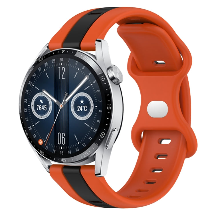 For Huawei Watch GT3 46mm 20mm Butterfly Buckle Two-Color Silicone Watch Band(Orange+Black) by bashfashion