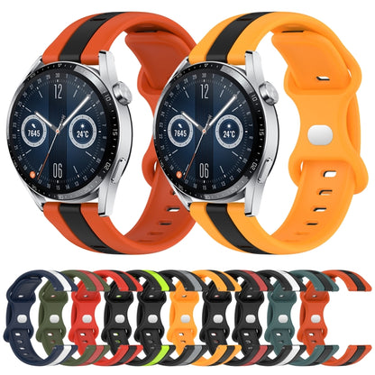 For Huawei Watch GT3 46mm 20mm Butterfly Buckle Two-Color Silicone Watch Band(Orange+Black) by bashfashion