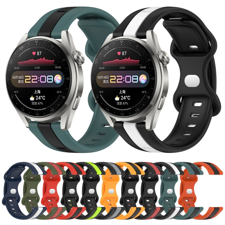 For Huawei Watch 3 Pro New 20mm Butterfly Buckle Two-Color Silicone Watch Band(Orange+Black) by bashfashion