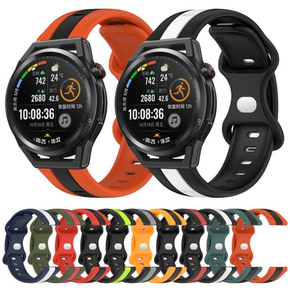 For Huawei Watch GT Runner 20mm Butterfly Buckle Two-Color Silicone Watch Band(Orange+Black) by bashfashion