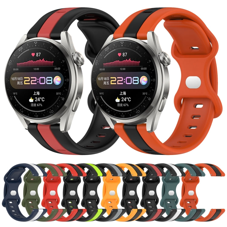 For Huawei Watch 3 Pro 20mm Butterfly Buckle Two-Color Silicone Watch Band(Orange+Black) by bashfashion