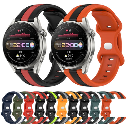 For Huawei Watch 3 Pro 20mm Butterfly Buckle Two-Color Silicone Watch Band(Orange+Black) by bashfashion
