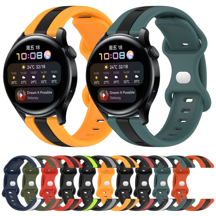 For Huawei Watch 3 20mm Butterfly Buckle Two-Color Silicone Watch Band(Orange+Black) by bashfashion