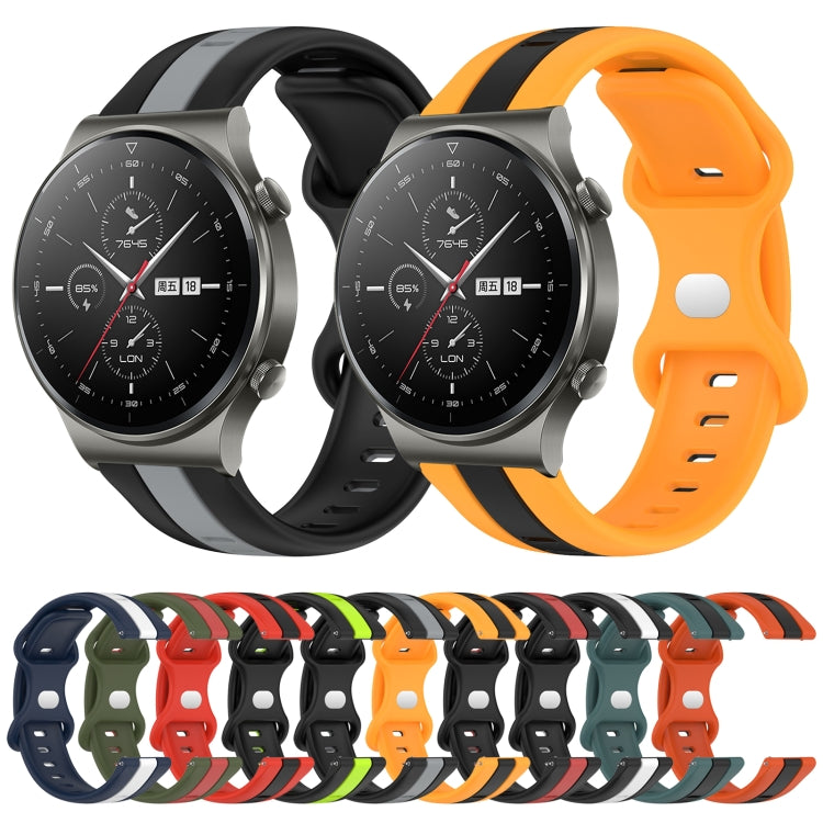 For Huawei GT2 Pro 20mm Butterfly Buckle Two-Color Silicone Watch Band(Orange+Black) by bashfashion