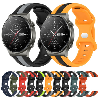For Huawei GT2 Pro 20mm Butterfly Buckle Two-Color Silicone Watch Band(Orange+Black) by bashfashion
