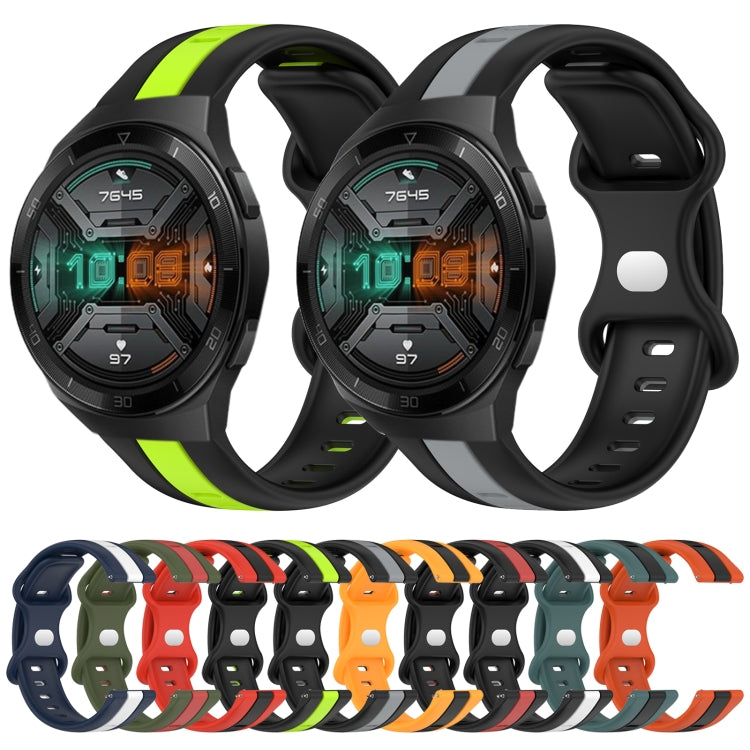 For Huawei Watch GT 2E 20mm Butterfly Buckle Two-Color Silicone Watch Band(Orange+Black) by bashfashion