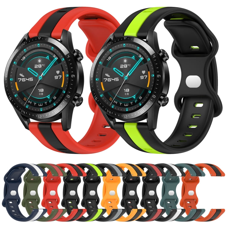 For Huawei GT2 46mm 20mm Butterfly Buckle Two-Color Silicone Watch Band(Orange+Black) by bashfashion