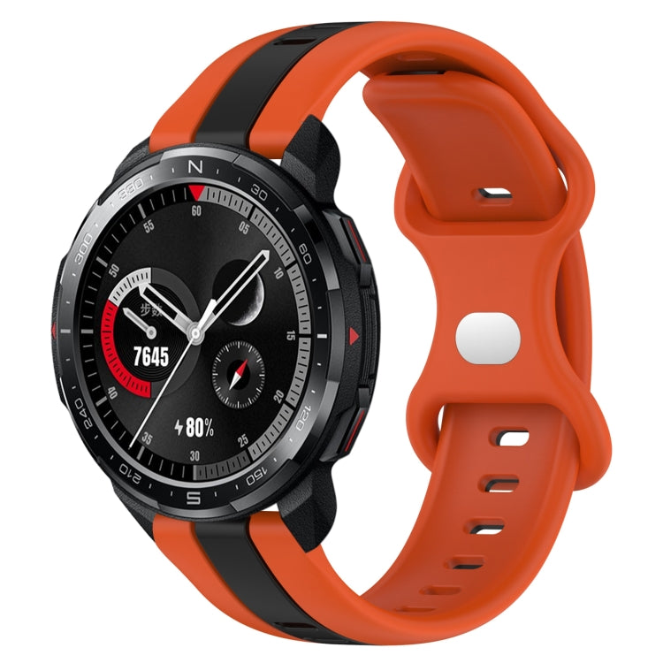 For Honor Watch GS Pro 20mm Butterfly Buckle Two-Color Silicone Watch Band(Orange+Black) by bashfashion
