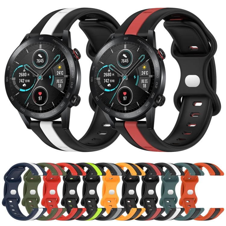 For Honor Magic Watch 2 46mm 20mm Butterfly Buckle Two-Color Silicone Watch Band(Orange+Black) by bashfashion