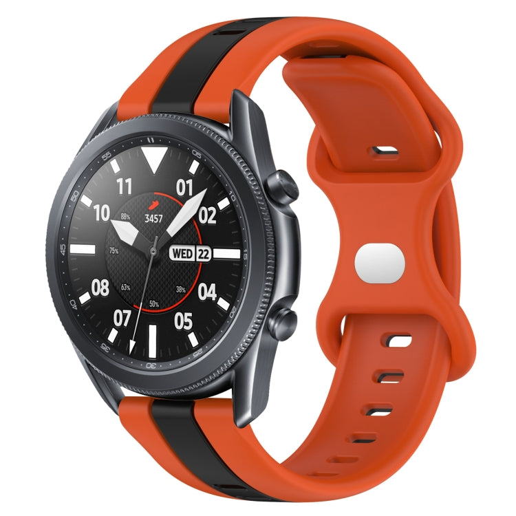 For Samsung Galaxy Watch3 45mm 22mm Butterfly Buckle Two-Color Silicone Watch Band(Orange+Black) by bashfashion