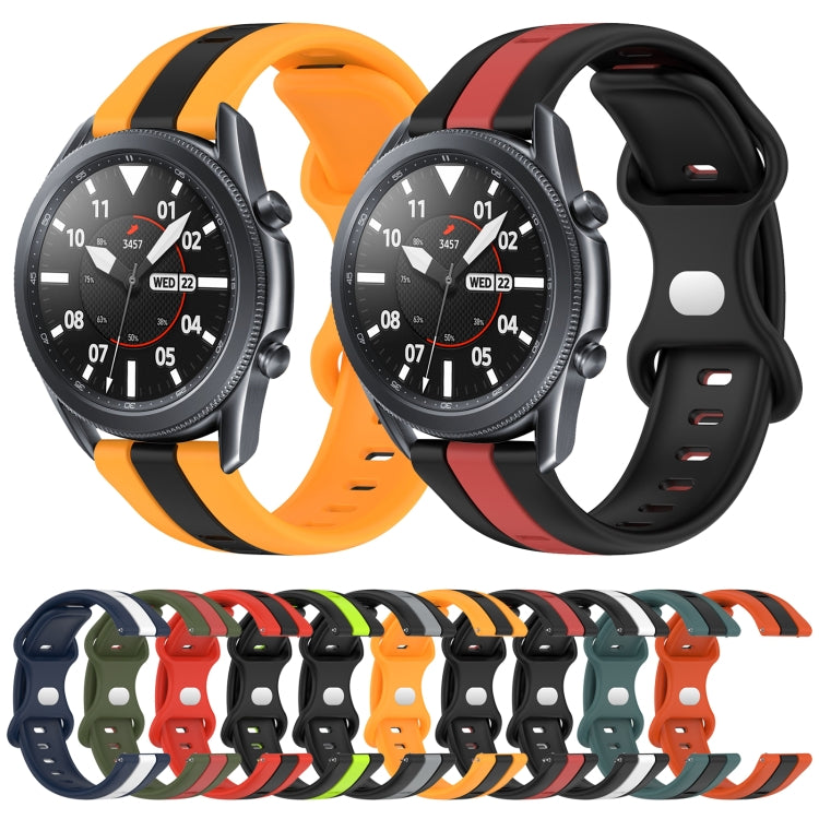 For Samsung Galaxy Watch3 45mm 22mm Butterfly Buckle Two-Color Silicone Watch Band(Orange+Black) by bashfashion