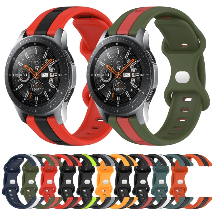 For Samsung Galaxy Watch 46mm 22mm Butterfly Buckle Two-Color Silicone Watch Band(Orange+Black) by bashfashion