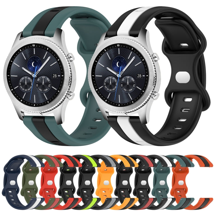 For Samsung Gear S3 Classic 22mm Butterfly Buckle Two-Color Silicone Watch Band(Orange+Black) by bashfashion