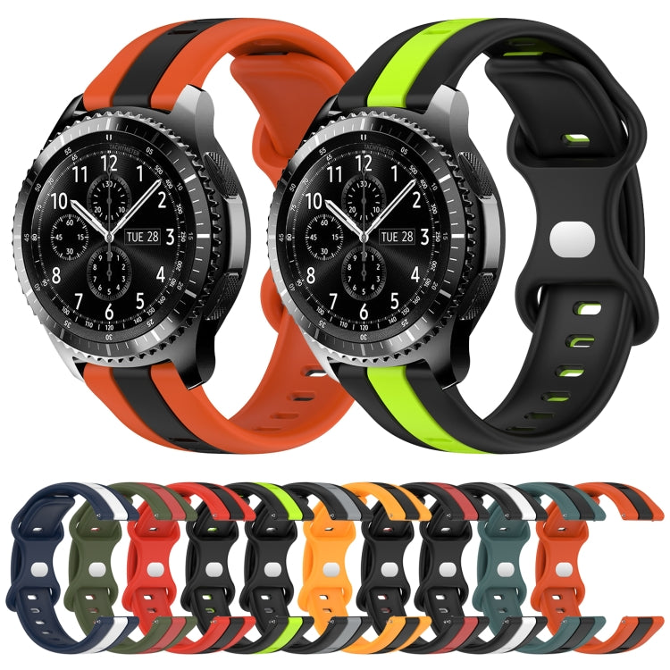 For Samsung Gear S3 Frontier 22mm Butterfly Buckle Two-Color Silicone Watch Band(Orange+Black) by bashfashion