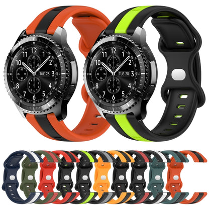 For Samsung Gear S3 Frontier 22mm Butterfly Buckle Two-Color Silicone Watch Band(Orange+Black) by bashfashion