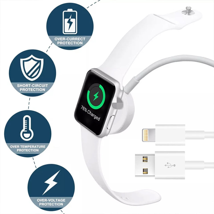 For Apple Watch Series & iPhone 2 in 1 USB Magnetic Charging Cable 1.2m by bashfashion