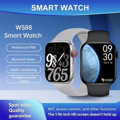 WS88 1.96 inch Color Screen Smart Watch,Support Heart Rate Monitoring / Blood Pressure Monitoring(Blue) by bashfashion