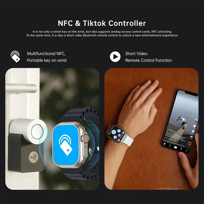 W800 Ultra 2.02 inch Color Screen Smart Watch,Support Heart Rate Monitoring / Blood Pressure Monitoring(Black) by bashfashion