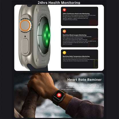 W800 Ultra 2.02 inch Color Screen Smart Watch,Support Heart Rate Monitoring / Blood Pressure Monitoring(Black) by bashfashion