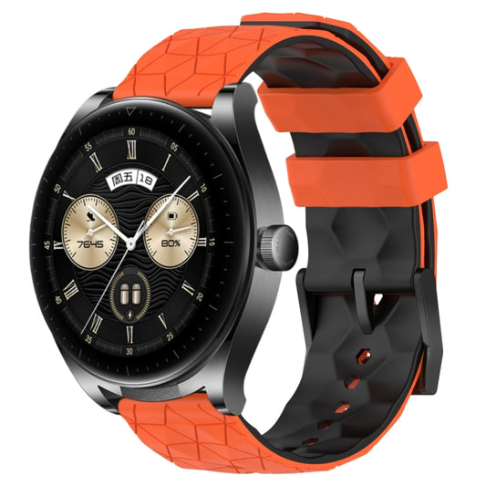 For Huawei Watch Buds 22mm Football Pattern Two-Color Silicone Watch Band(Orange+Black) by bashfashion