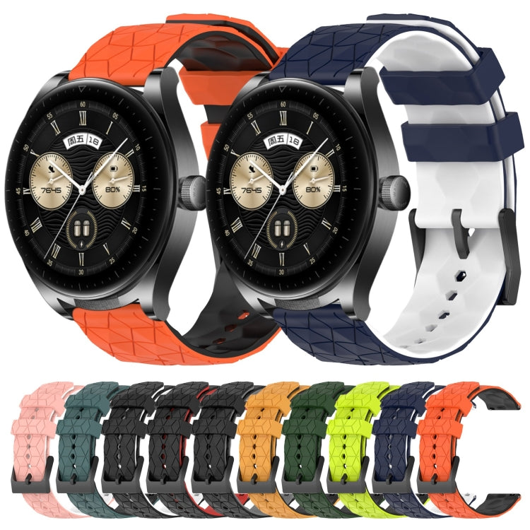 For Huawei Watch Buds 22mm Football Pattern Two-Color Silicone Watch Band(Orange+Black) by bashfashion