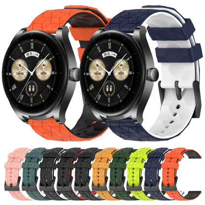 For Huawei Watch Buds 22mm Football Pattern Two-Color Silicone Watch Band(Orange+Black) by bashfashion