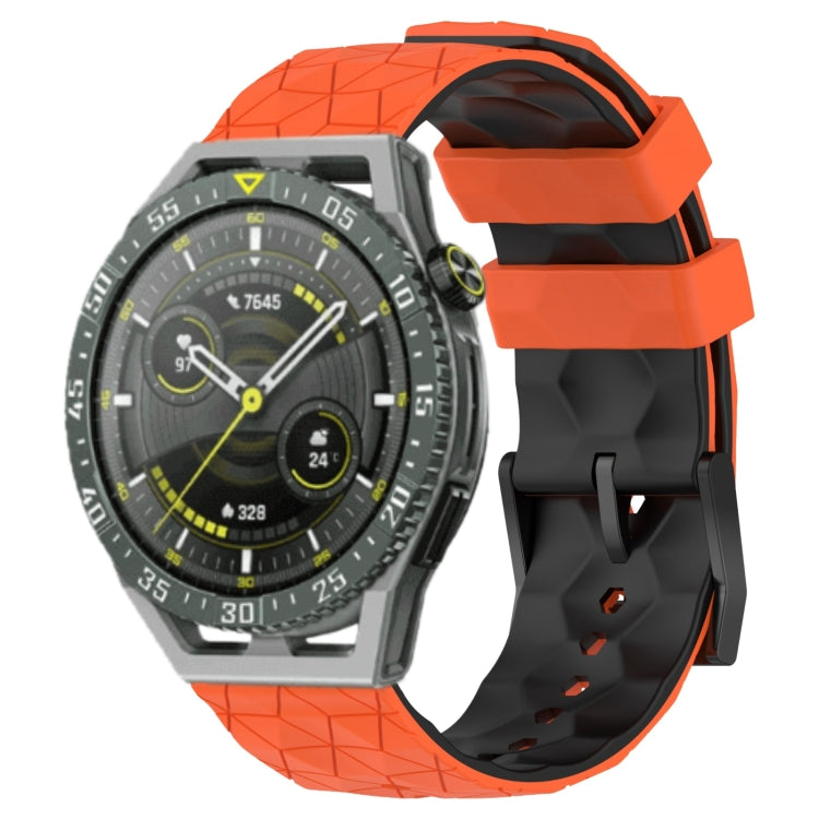 For Huawei Watch GT 3 SE 22mm Football Pattern Two-Color Silicone Watch Band(Orange+Black) by bashfashion