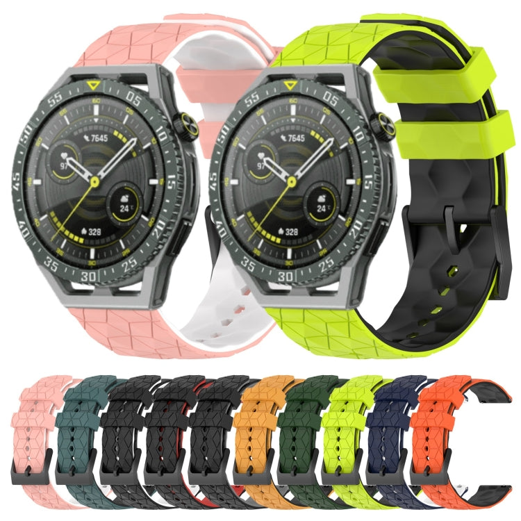For Huawei Watch GT 3 SE 22mm Football Pattern Two-Color Silicone Watch Band(Orange+Black) by bashfashion