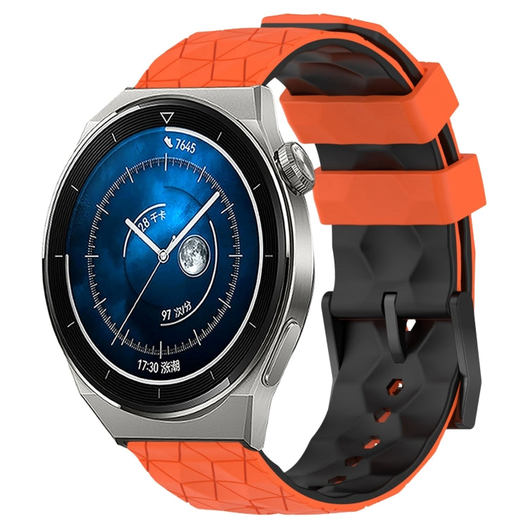 For Huawei Watch GT3 Pro 46mm 22mm Football Pattern Two-Color Silicone Watch Band(Orange+Black) by bashfashion
