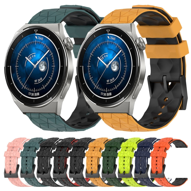 For Huawei Watch GT3 Pro 46mm 22mm Football Pattern Two-Color Silicone Watch Band(Orange+Black) by bashfashion