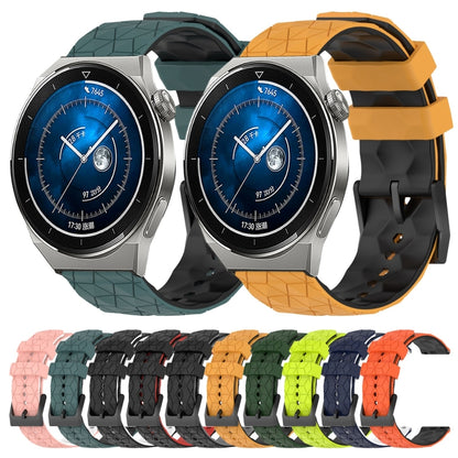 For Huawei Watch GT3 Pro 46mm 22mm Football Pattern Two-Color Silicone Watch Band(Orange+Black) by bashfashion