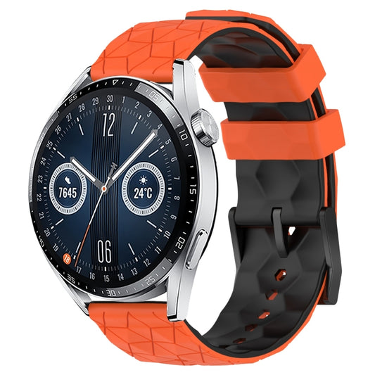 For Huawei Watch GT3 46mm 22mm Football Pattern Two-Color Silicone Watch Band(Orange+Black) by bashfashion