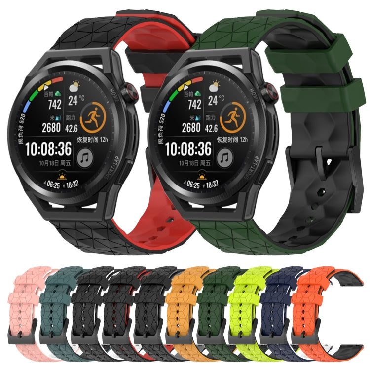 For Huawei Watch GT Runner 22mm Football Pattern Two-Color Silicone Watch Band(Orange+Black) by bashfashion