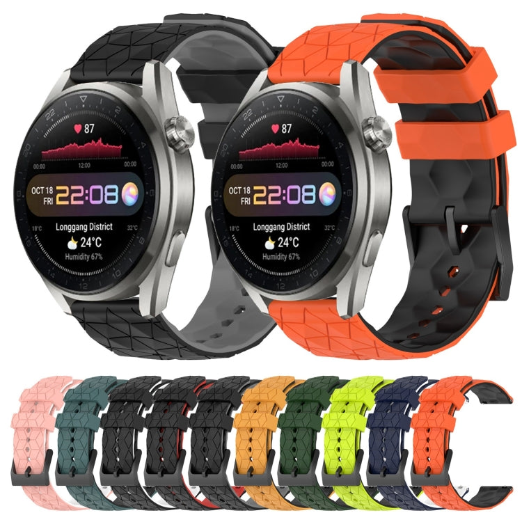 For Huawei Watch 3 Pro New 22mm Football Pattern Two-Color Silicone Watch Band(Orange+Black) by bashfashion
