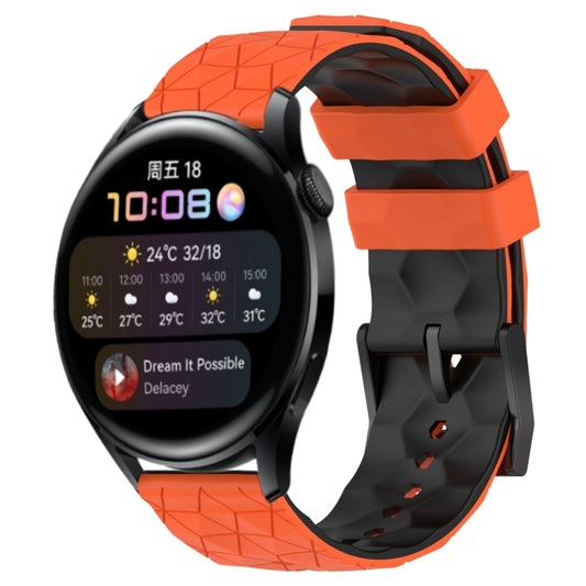 For Huawei Watch 3 22mm Football Pattern Two-Color Silicone Watch Band(Orange+Black) by bashfashion