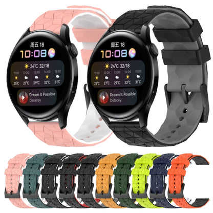 For Huawei Watch 3 22mm Football Pattern Two-Color Silicone Watch Band(Orange+Black) by bashfashion