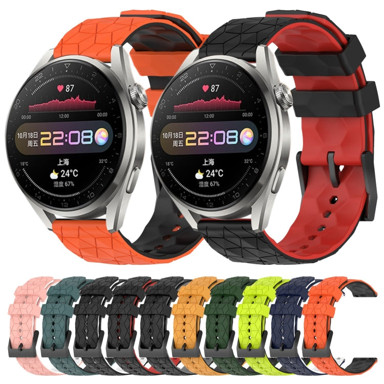 For Huawei Watch 3 Pro 22mm Football Pattern Two-Color Silicone Watch Band(Orange+Black) by bashfashion