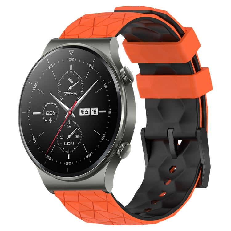 For Huawei GT2 Pro 22mm Football Pattern Two-Color Silicone Watch Band(Orange+Black) by bashfashion
