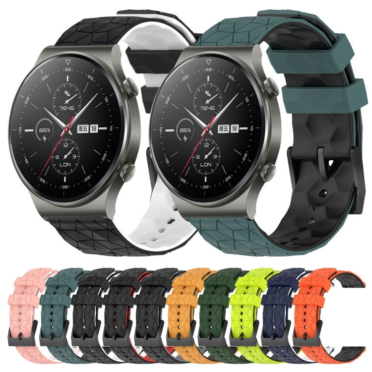 For Huawei GT2 Pro 22mm Football Pattern Two-Color Silicone Watch Band(Orange+Black) by bashfashion