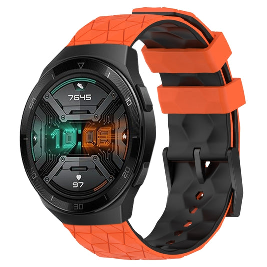 For Huawei Watch GT 2E 22mm Football Pattern Two-Color Silicone Watch Band(Orange+Black) by bashfashion