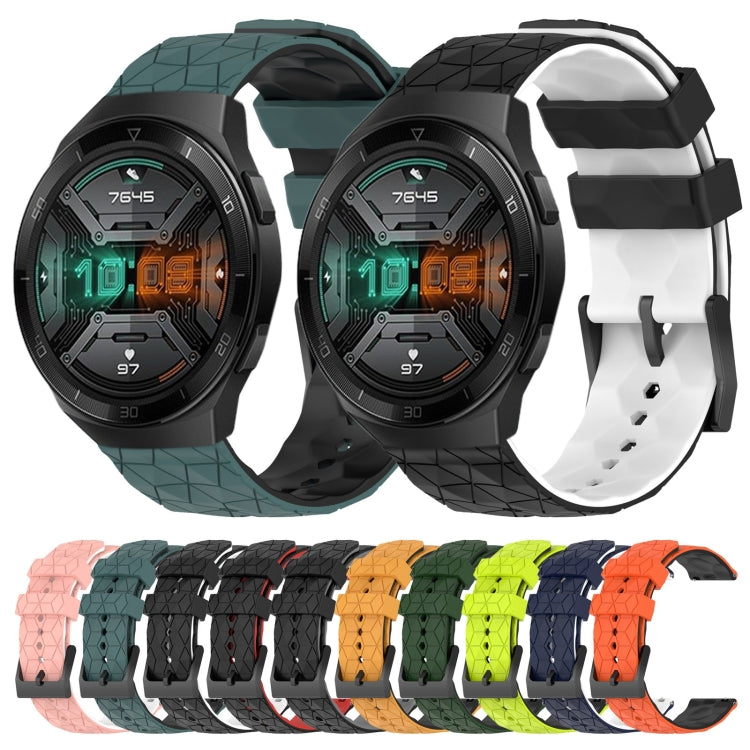 For Huawei Watch GT 2E 22mm Football Pattern Two-Color Silicone Watch Band(Orange+Black) by bashfashion