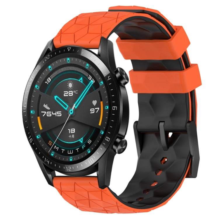 For Huawei GT2 46mm 22mm Football Pattern Two-Color Silicone Watch Band(Orange+Black) by bashfashion