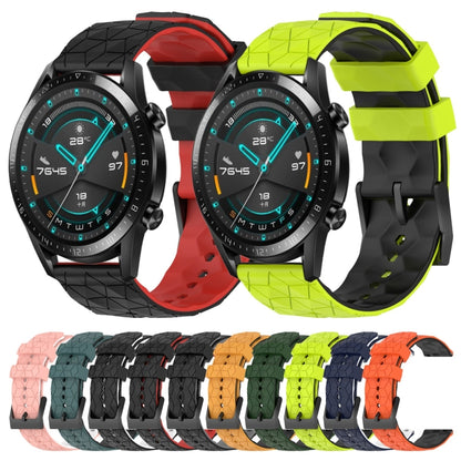 For Huawei GT2 46mm 22mm Football Pattern Two-Color Silicone Watch Band(Orange+Black) by bashfashion